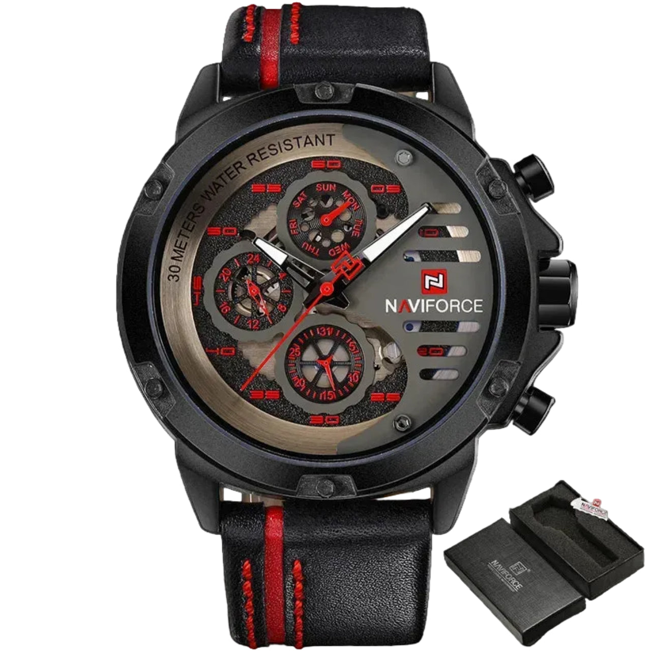 Relógio Masculino Naviforce NF9110 Quartzo Couro Legítimo Militar