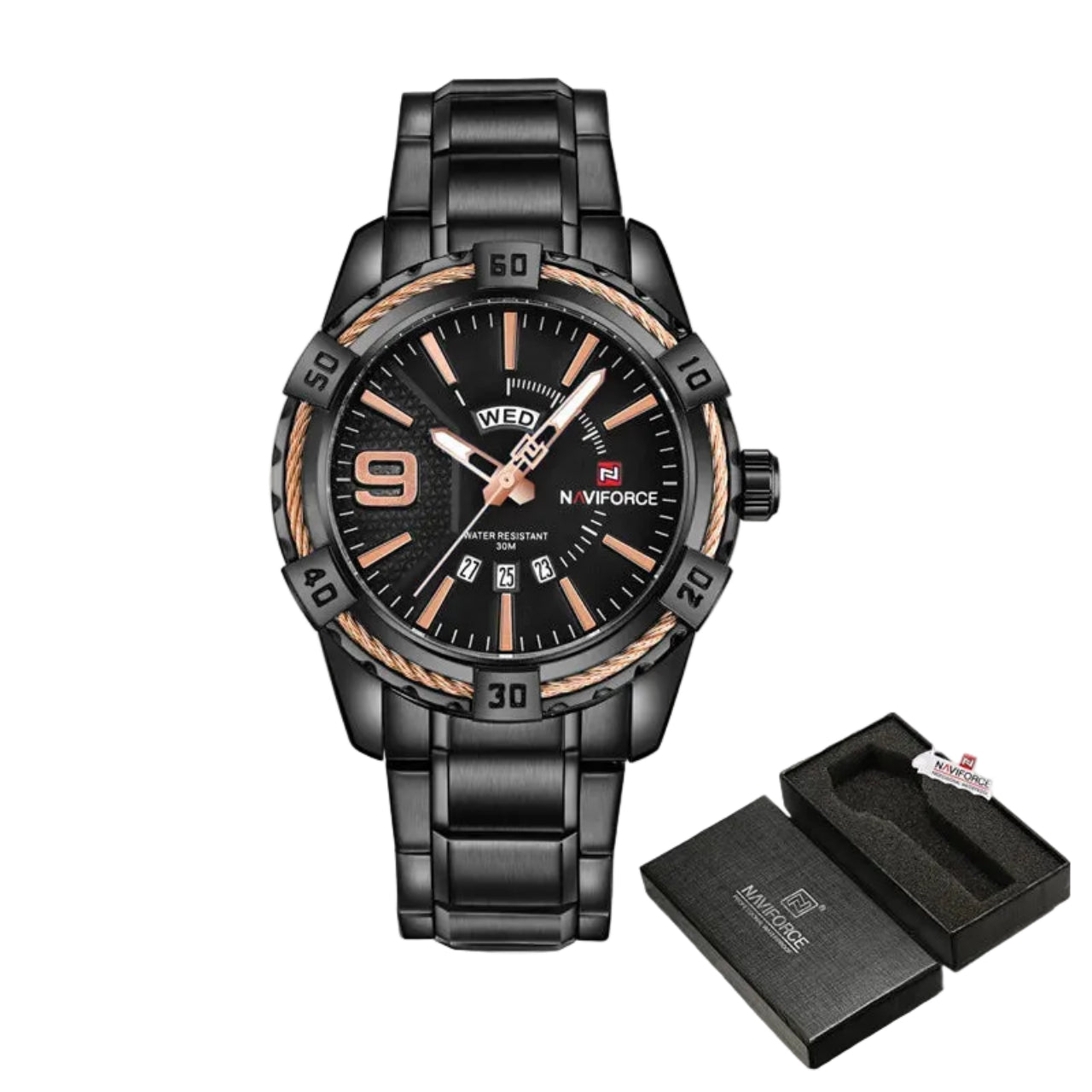 Relógio Masculino NAVIFORCE NF9117S Quartz Aço Inoxidável 46 mm
