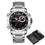 Relógio Masculino NAVIFORCE NF9163 Dual Display Aço Inoxidável 44 mm
