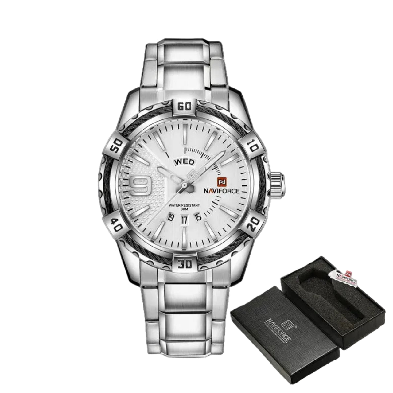 Relógio Masculino NAVIFORCE NF9117S Quartz Aço Inoxidável 46 mm