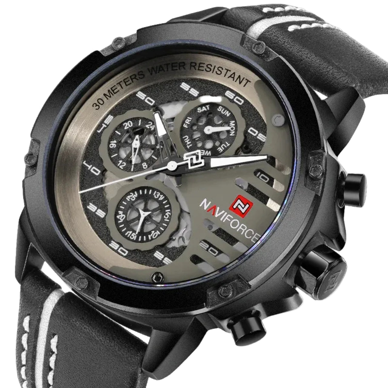 Relógio Masculino Naviforce NF9110 Quartzo Couro Legítimo Militar