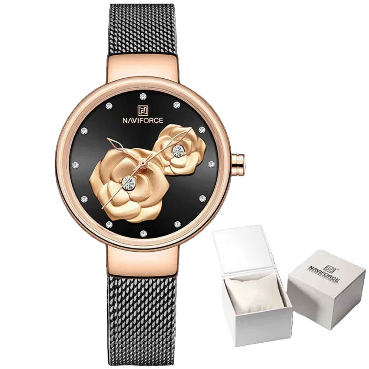 Relógio Feminino NAVIFORCE Quartzo Aço Inox 32 mm 3 ATM