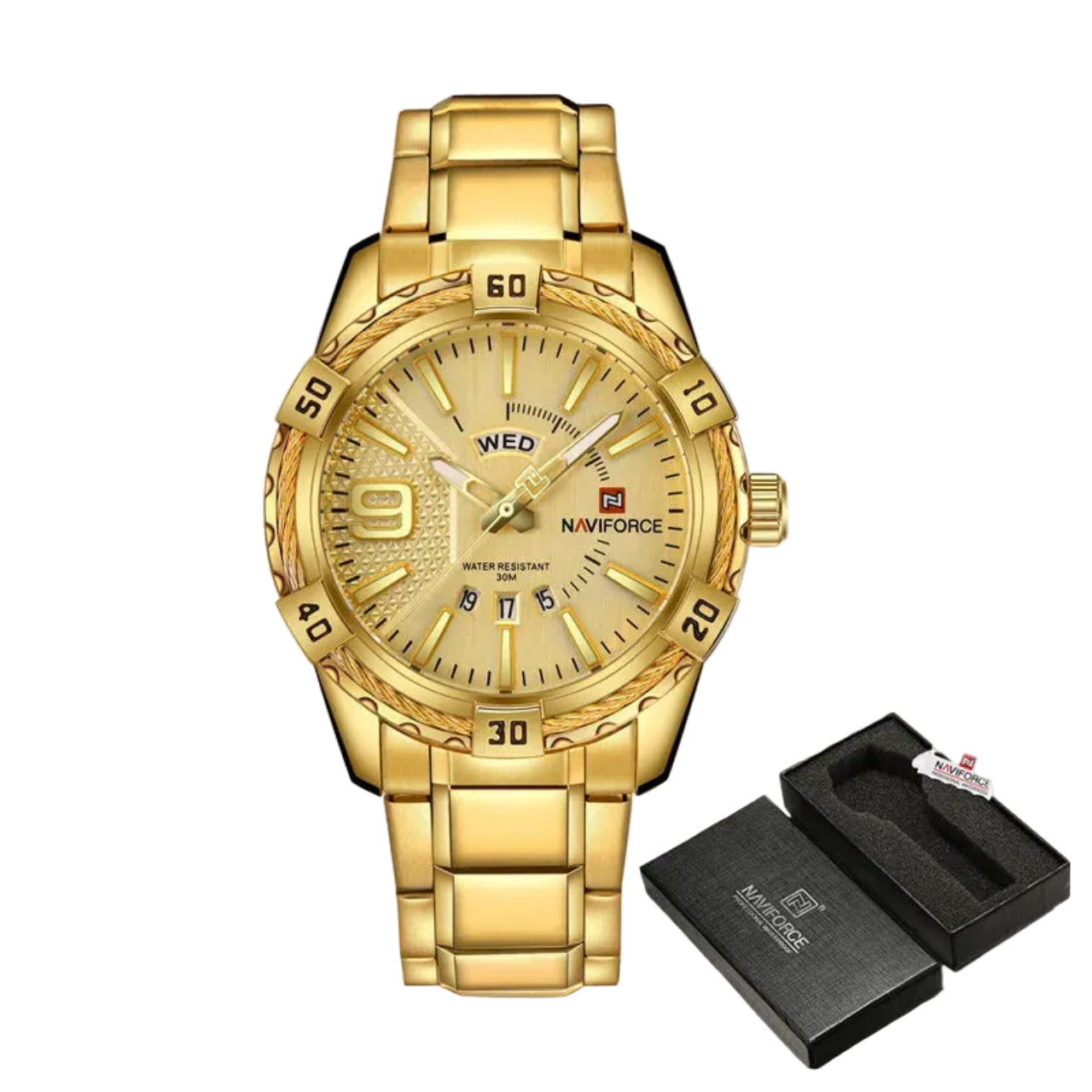 Relógio Masculino NAVIFORCE NF9117S Quartz Aço Inoxidável 46 mm