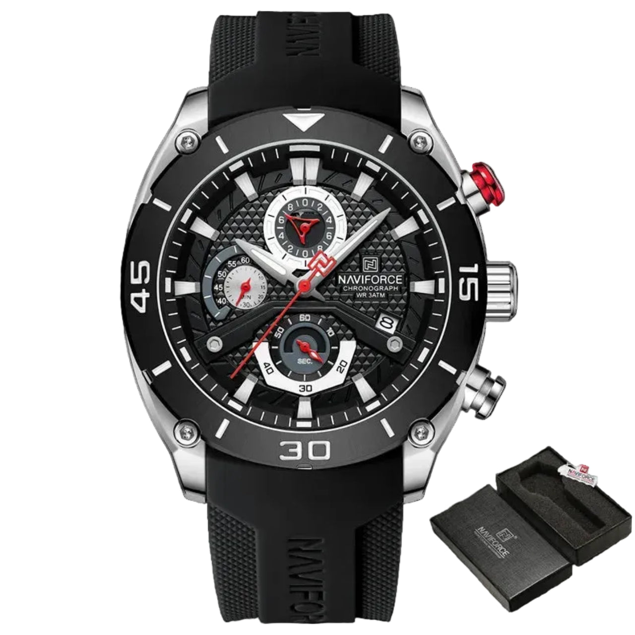 Relógio Masculino Naviforce NF8038 Quartzo Cronógrafo Silicone Luxo