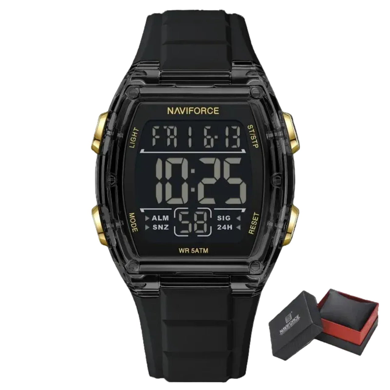 Relógio Digital Masculino NAVIFORCE NF6106 Esportivo 46 mm Silicone