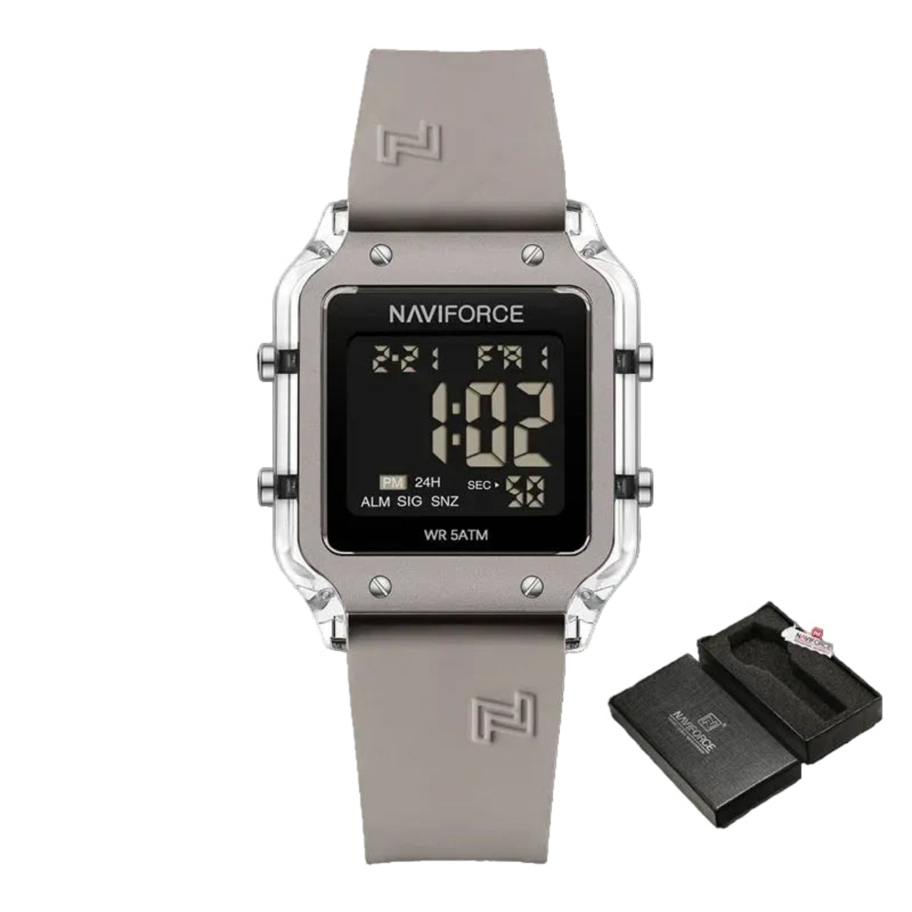 Relógio Feminino Naviforce NF6105 Digital Silicone Quadrado Luxo