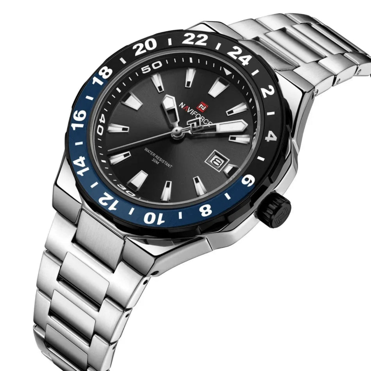 Relógio Masculino Naviforce Esportivo de Luxo em Aço Inoxidável