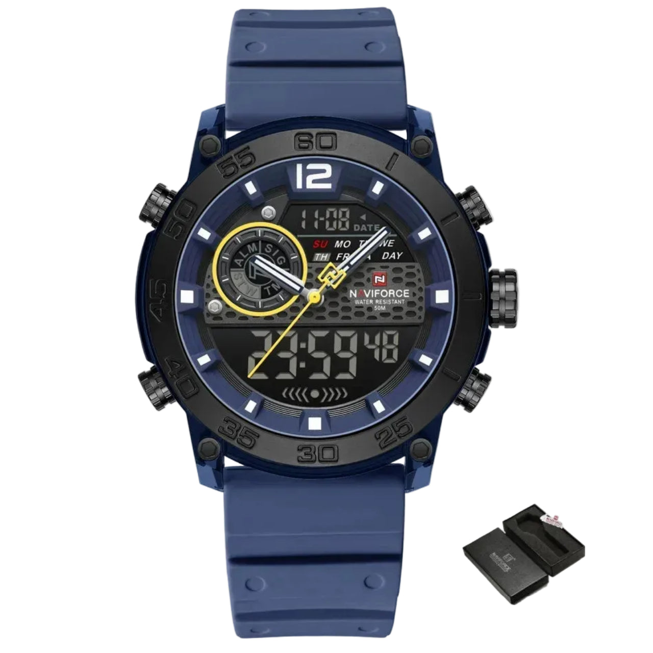 Relógio Masculino NAVIFORCE NF6104 Dual Display Esportivo 45 mm