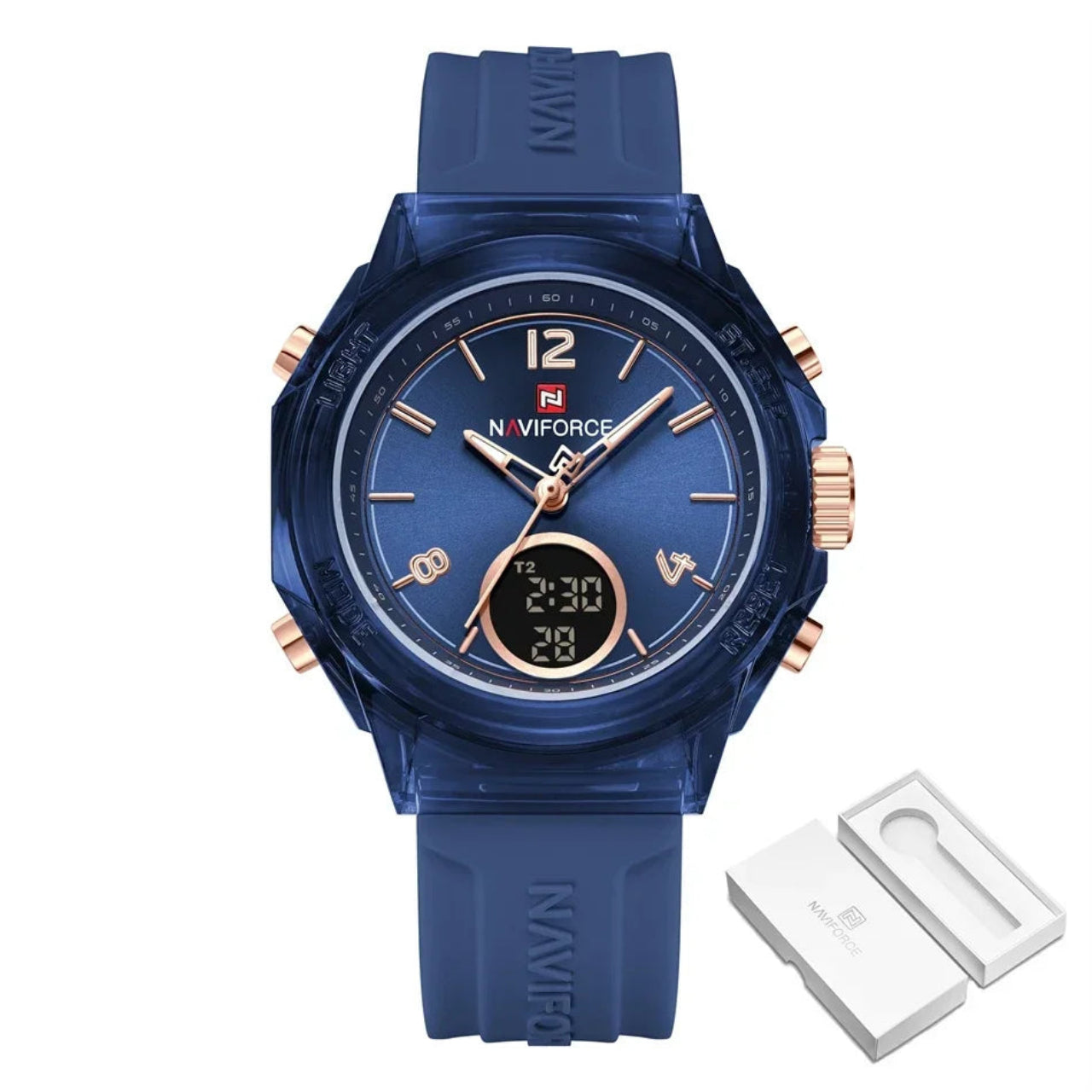 Relógio Feminino NAVIFORCE Dual Display Esportivo 35 mm
