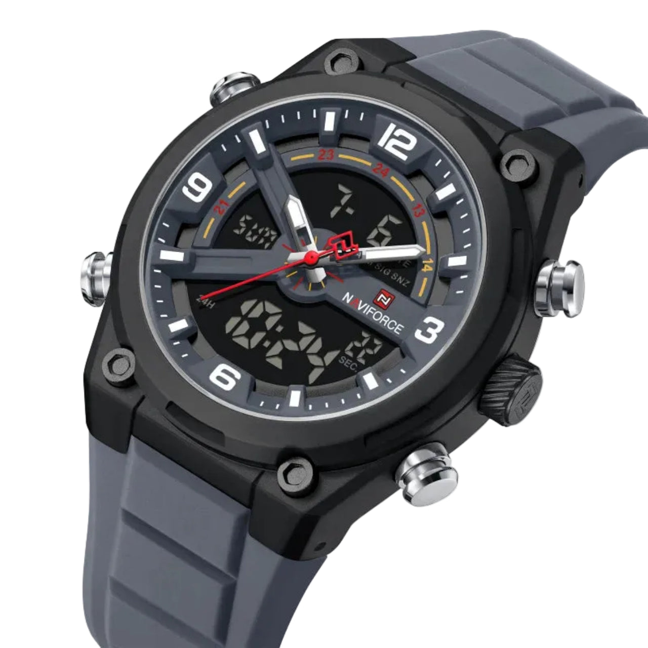 Relógio Masculino NAVIFORCE NF9265 Dual Display Silicone 45 mm