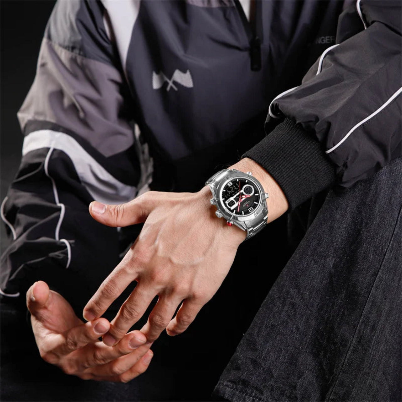 Relógio Masculino NAVIFORCE Quartzo Multifunção Aço Inox 45 mm