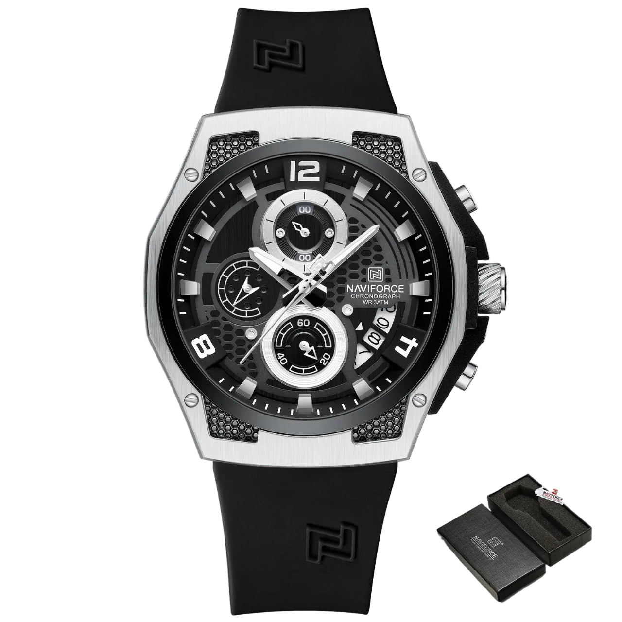 Relógio Masculino Naviforce NF8049 Quartzo Cronógrafo Aço Inoxidável