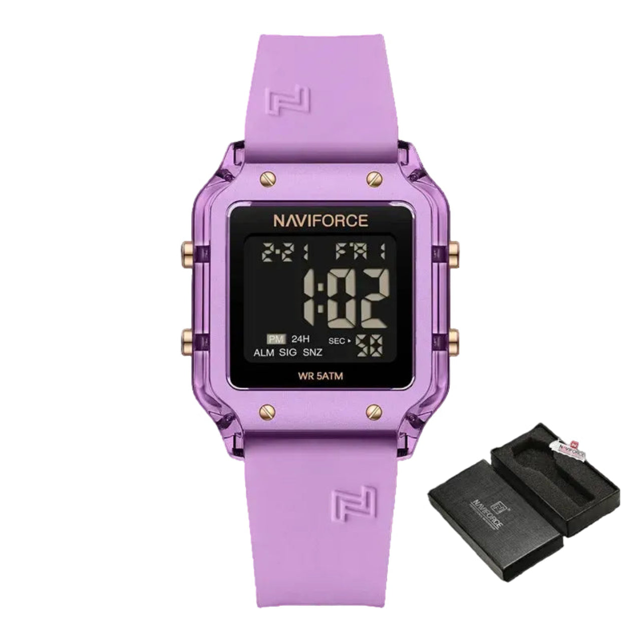 Relógio Feminino Naviforce NF6105 Digital Silicone Quadrado Luxo