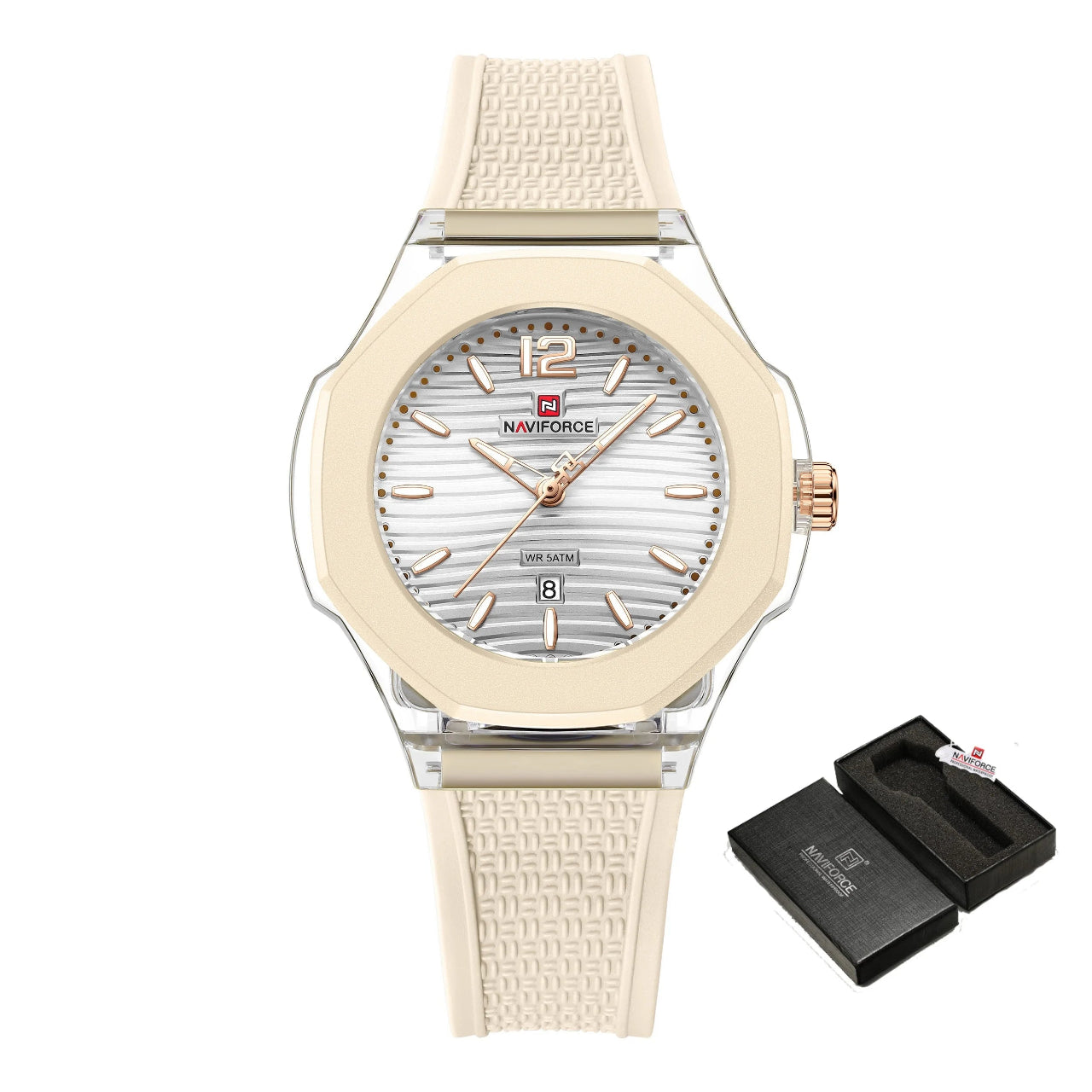 Relógio Feminino NAVIFORCE Quartzo Design Sleek com Pulseira de Silicone  Resiste 50m