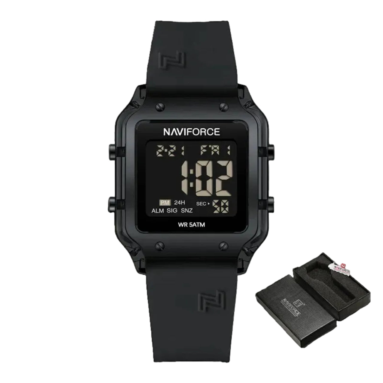 Relógio Feminino Naviforce NF6105 Digital Silicone Quadrado Luxo