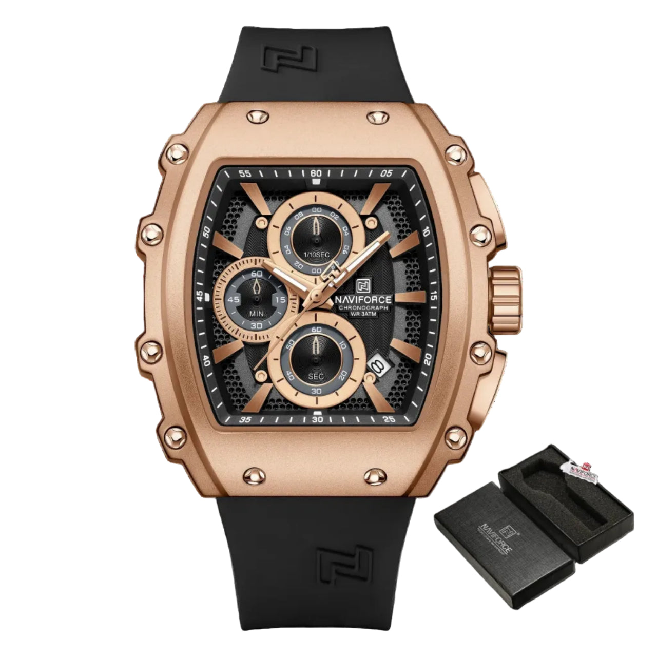 Relógio Masculino NAVIFORCE NF8070 Cronógrafo Quartz 43 mm Silicone