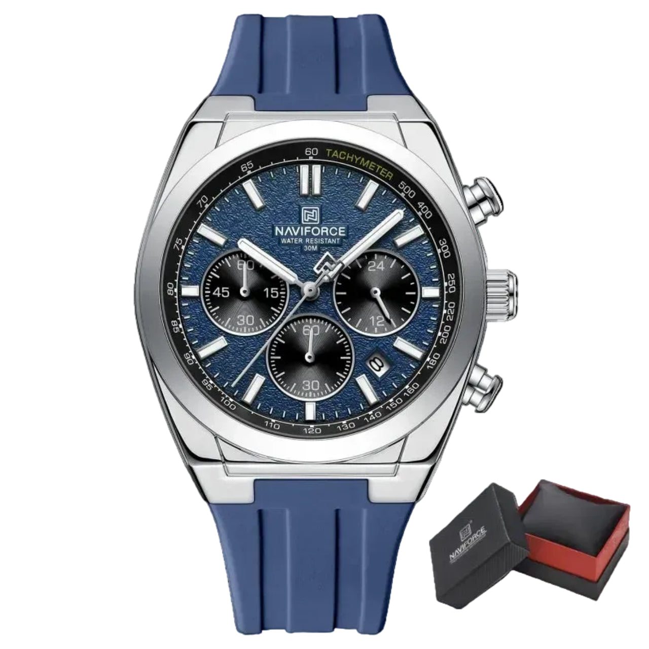 Relógio Masculino Naviforce NF8080 Quartzo Cronógrafo Silicone Esportivo