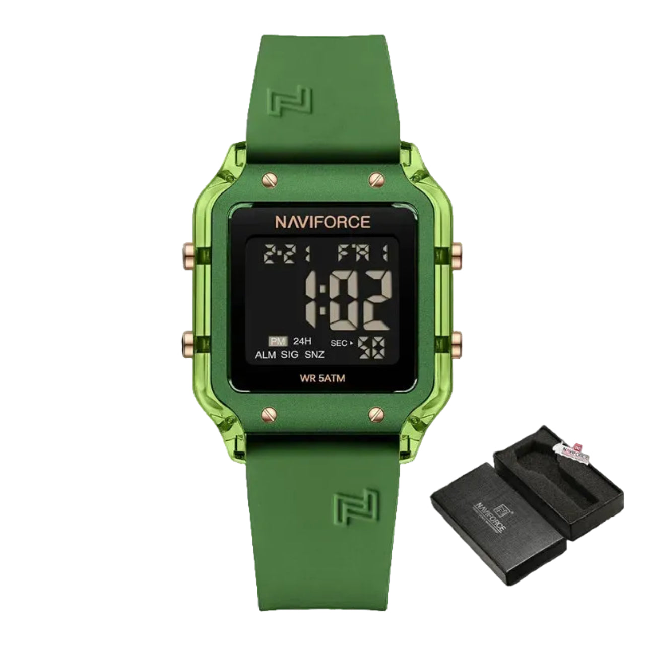 Relógio Feminino Naviforce NF6105 Digital Silicone Quadrado Luxo