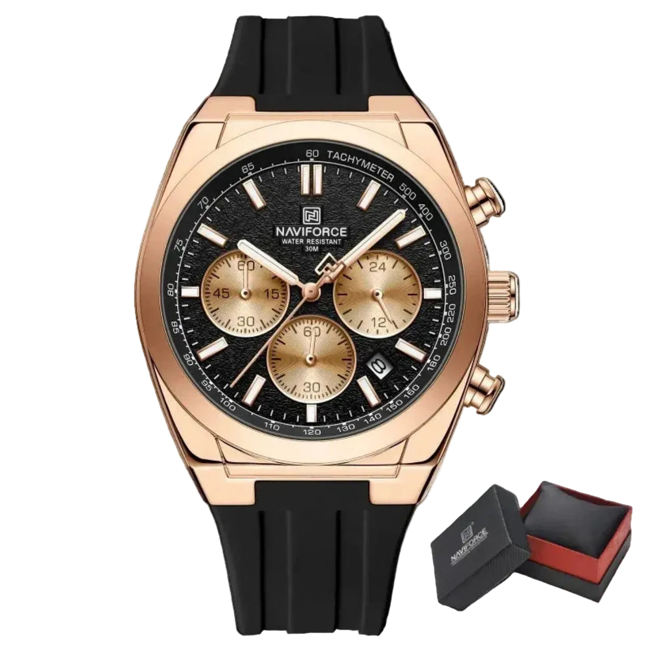 Relógio Masculino Naviforce NF8080 Quartzo Cronógrafo Silicone Esportivo