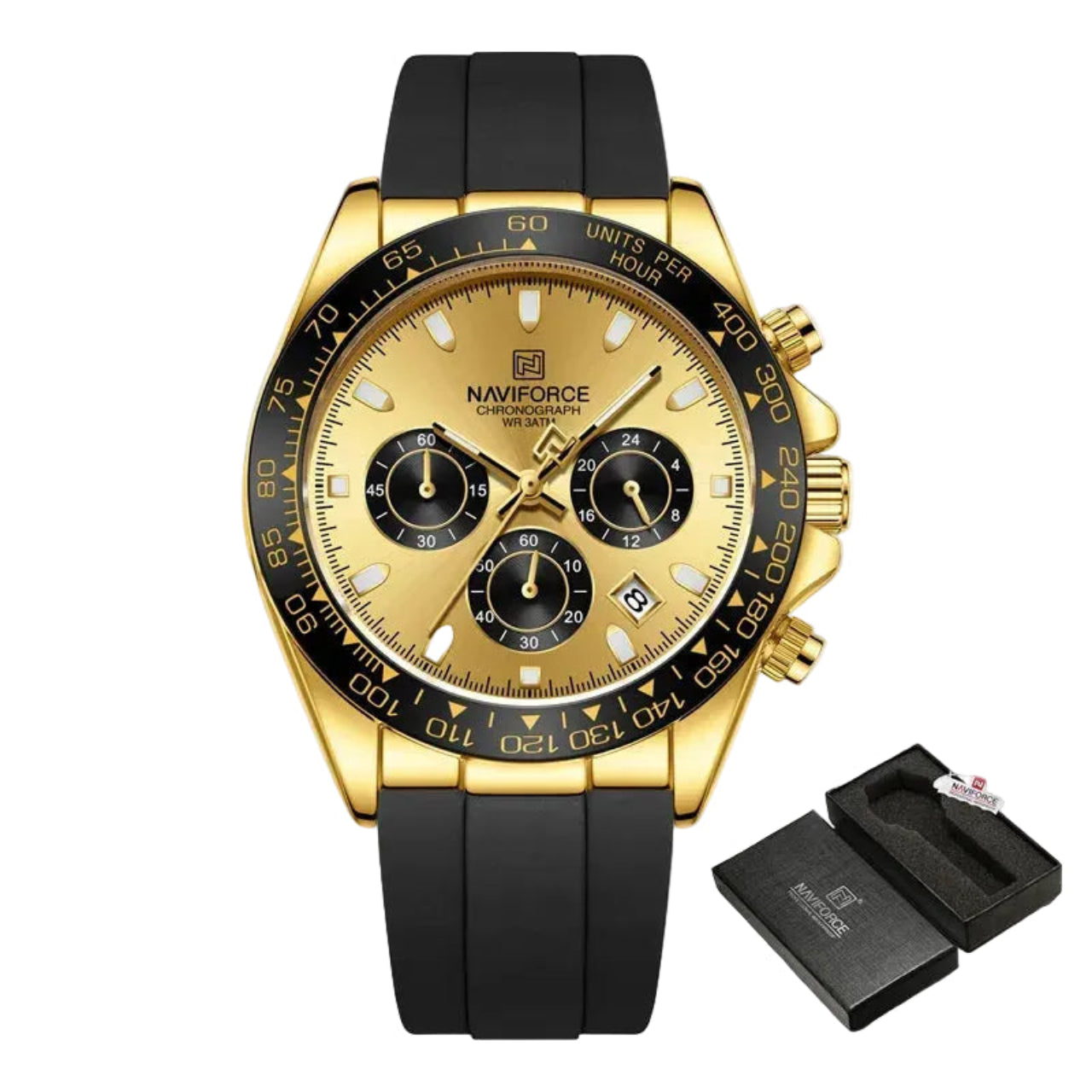Relógio Masculino Naviforce NF8054 Quartzo Cronógrafo Silicone Luxo