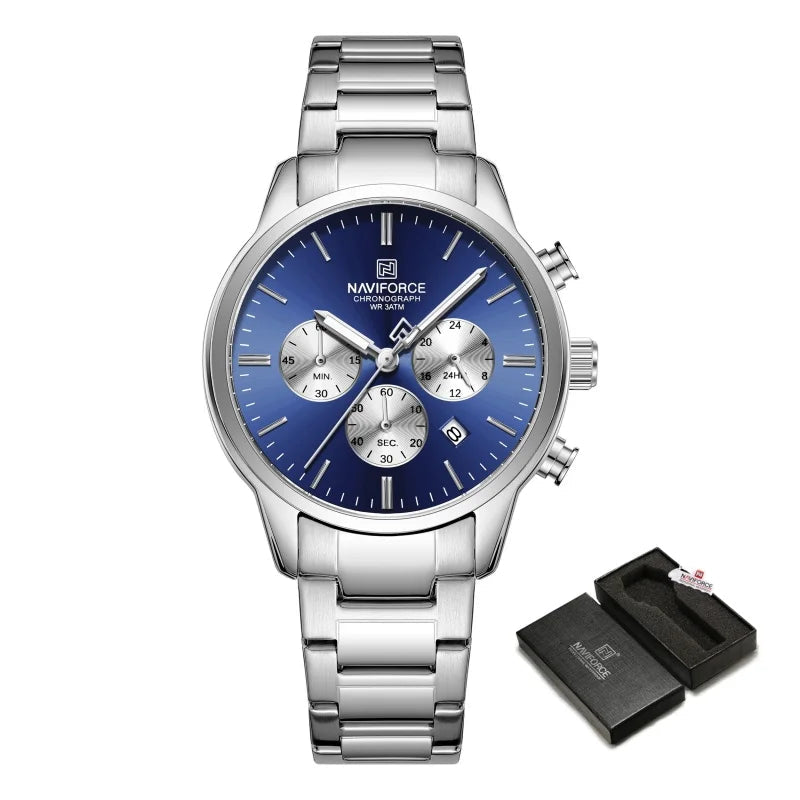 Relógio Masculino NAVIFORCE Cronógrafo Quartz Aço Inoxidável 42 mm