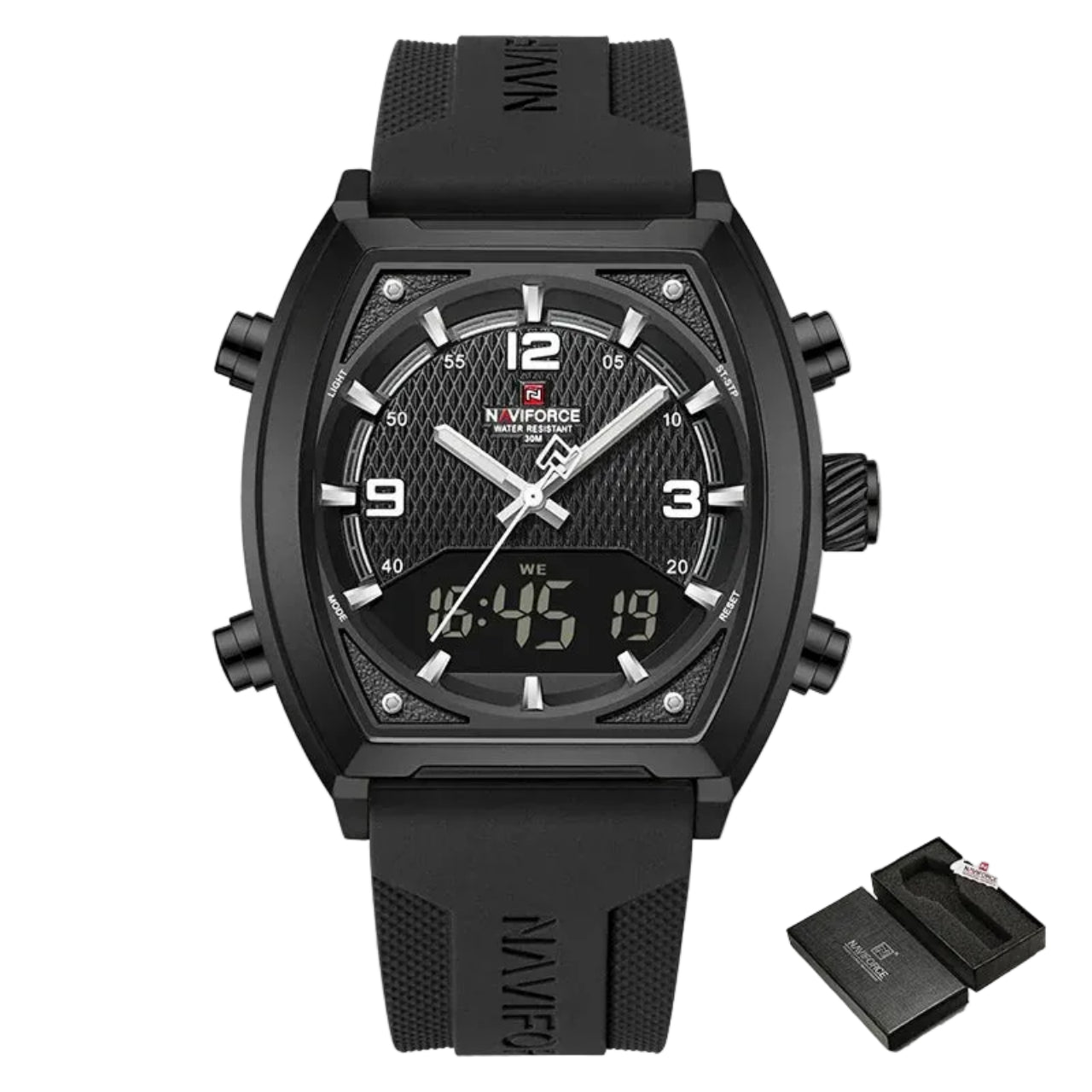 Relógio Masculino NAVIFORCE NF9242 Dual Display Quartz 43 mm Silicone