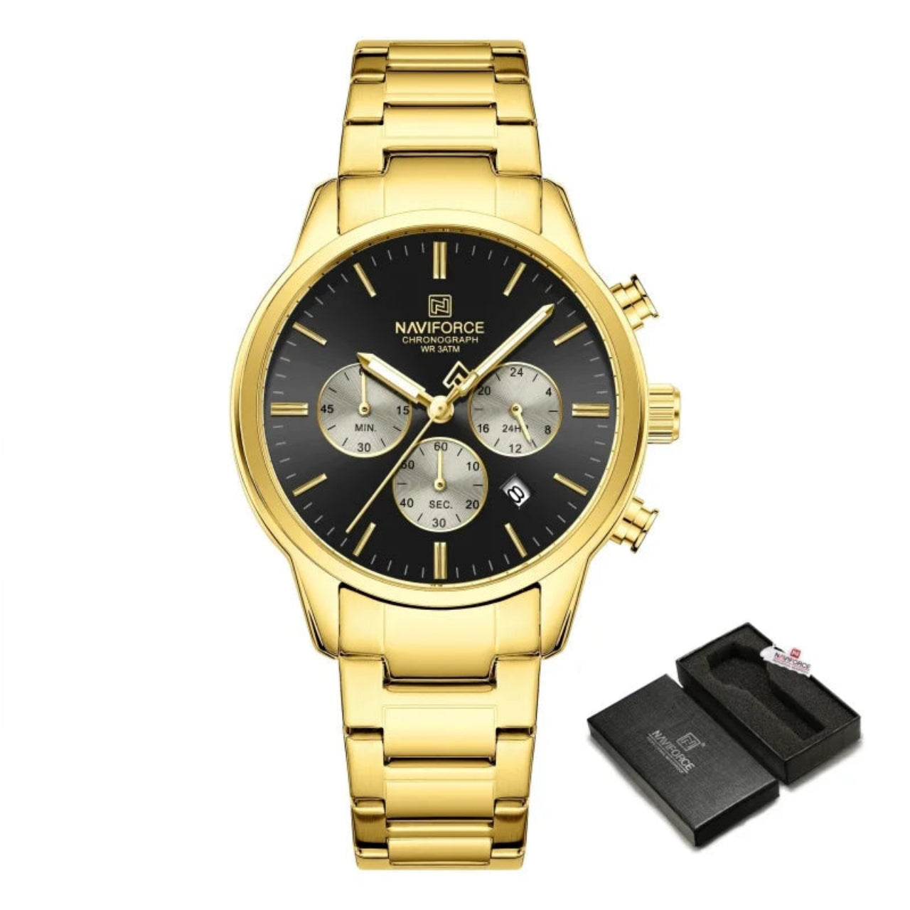 Relógio Masculino NAVIFORCE Cronógrafo Quartz Aço Inoxidável 42 mm