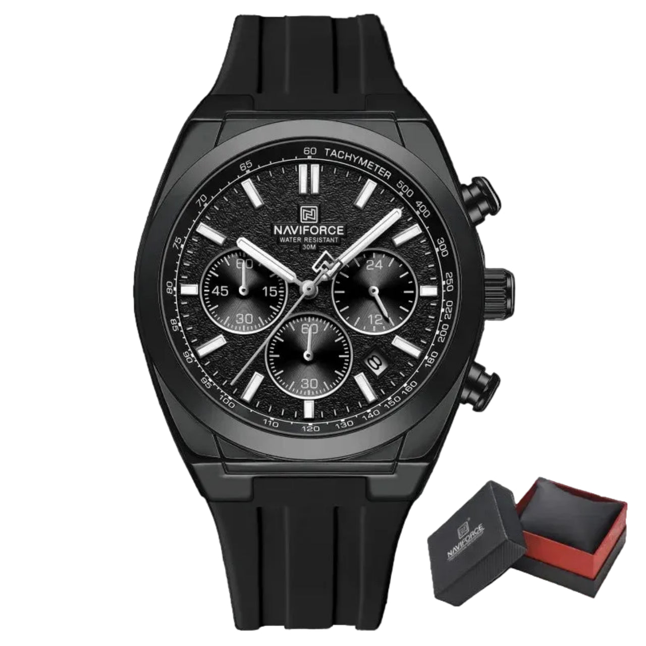 Relógio Masculino Naviforce NF8080 Quartzo Cronógrafo Silicone Esportivo