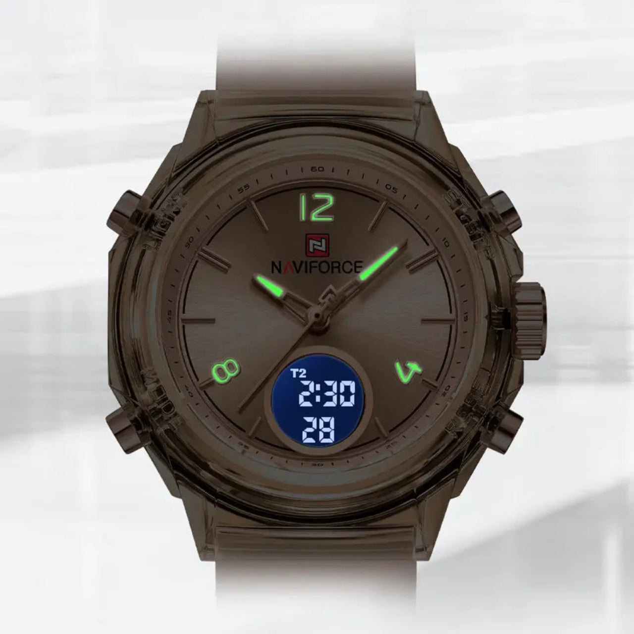 Relógio Feminino NAVIFORCE Dual Display Esportivo 35 mm