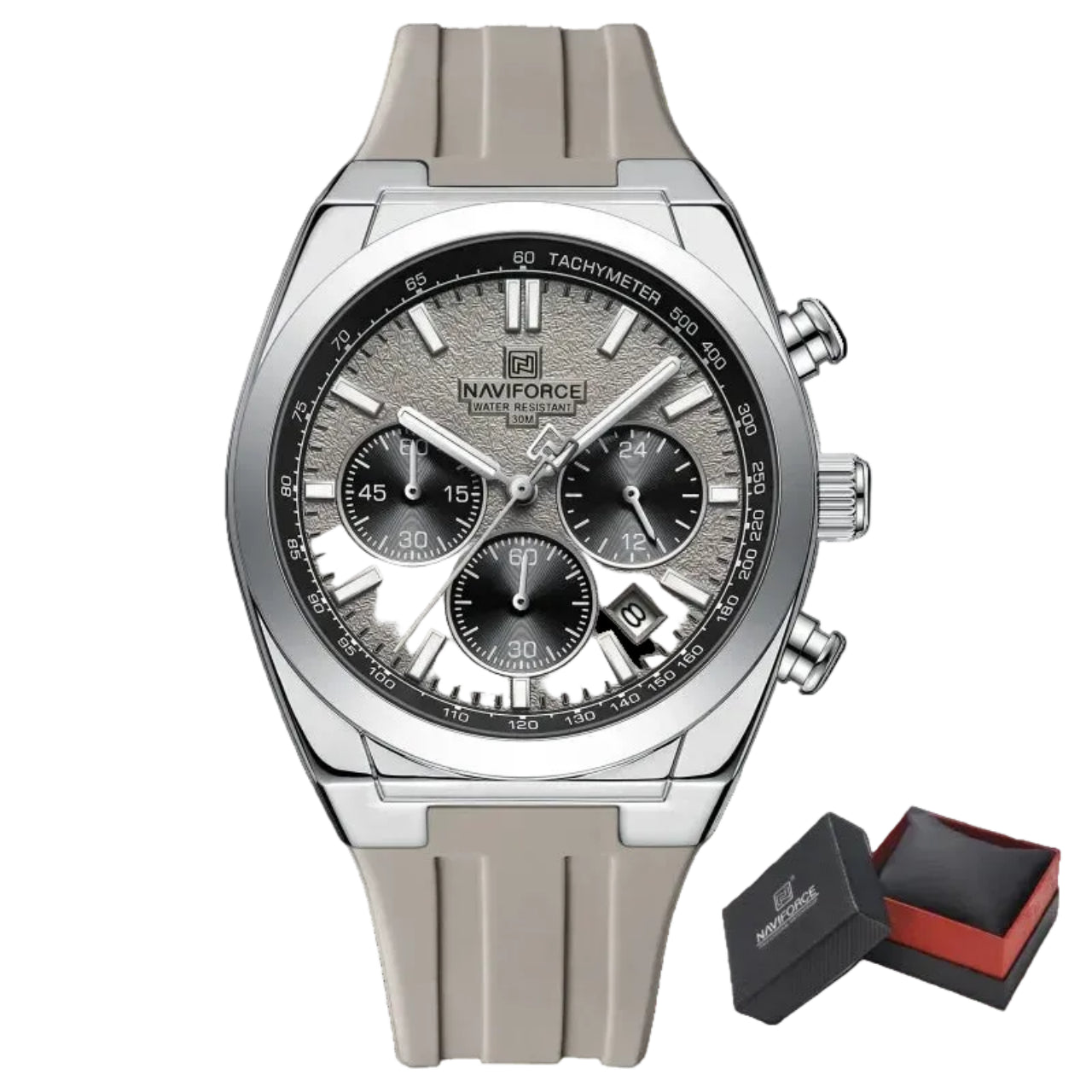 Relógio Masculino Naviforce NF8080 Quartzo Cronógrafo Silicone Esportivo