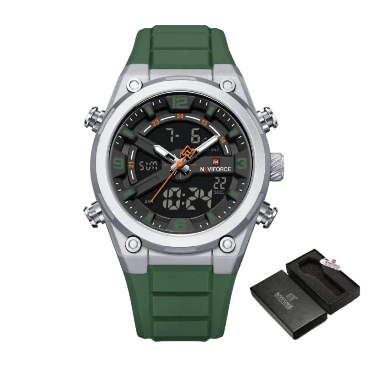 Relógio Masculino Naviforce NF9265 Dual Display Esportivo Silicone