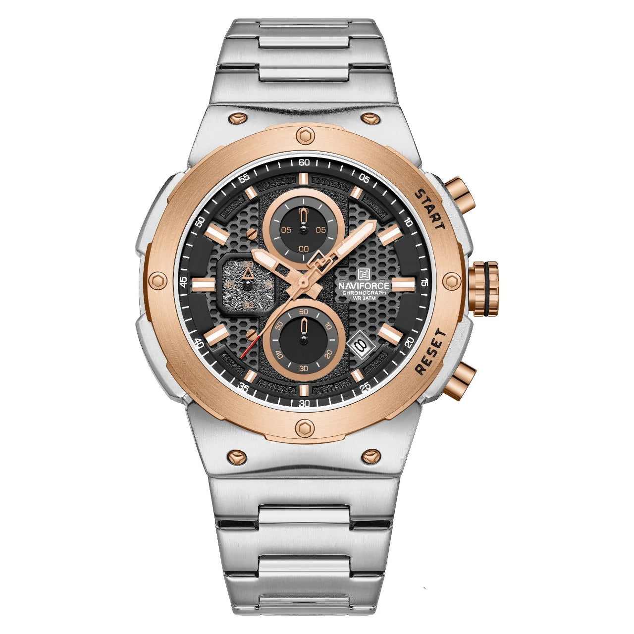 Relógio Masculino NAVIFORCE NF8072 Cronógrafo Quartz Aço Inoxidável 43 mm