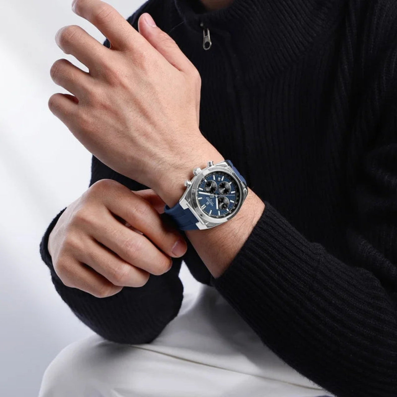 Relógio Masculino Naviforce NF8080 Quartzo Cronógrafo Silicone Esportivo