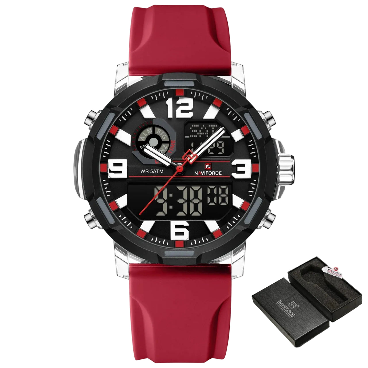 Relógio Masculino NAVIFORCE NF7130 Dual Display Esportivo 45 mm