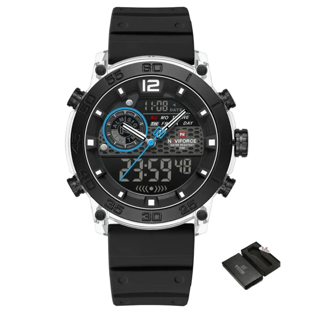 Relógio Masculino NAVIFORCE NF6104 Dual Display Esportivo 45 mm
