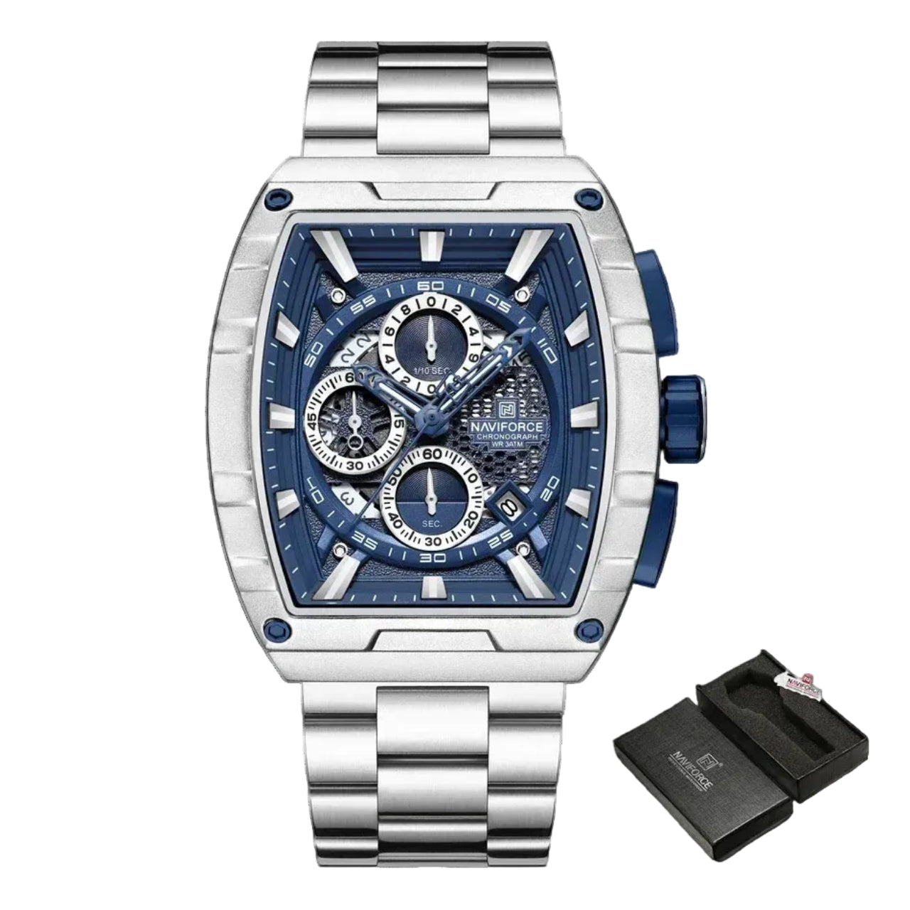 Relógio Masculino NAVIFORCE NF8066 Cronógrafo Quartz Aço Inoxidável 44 mm