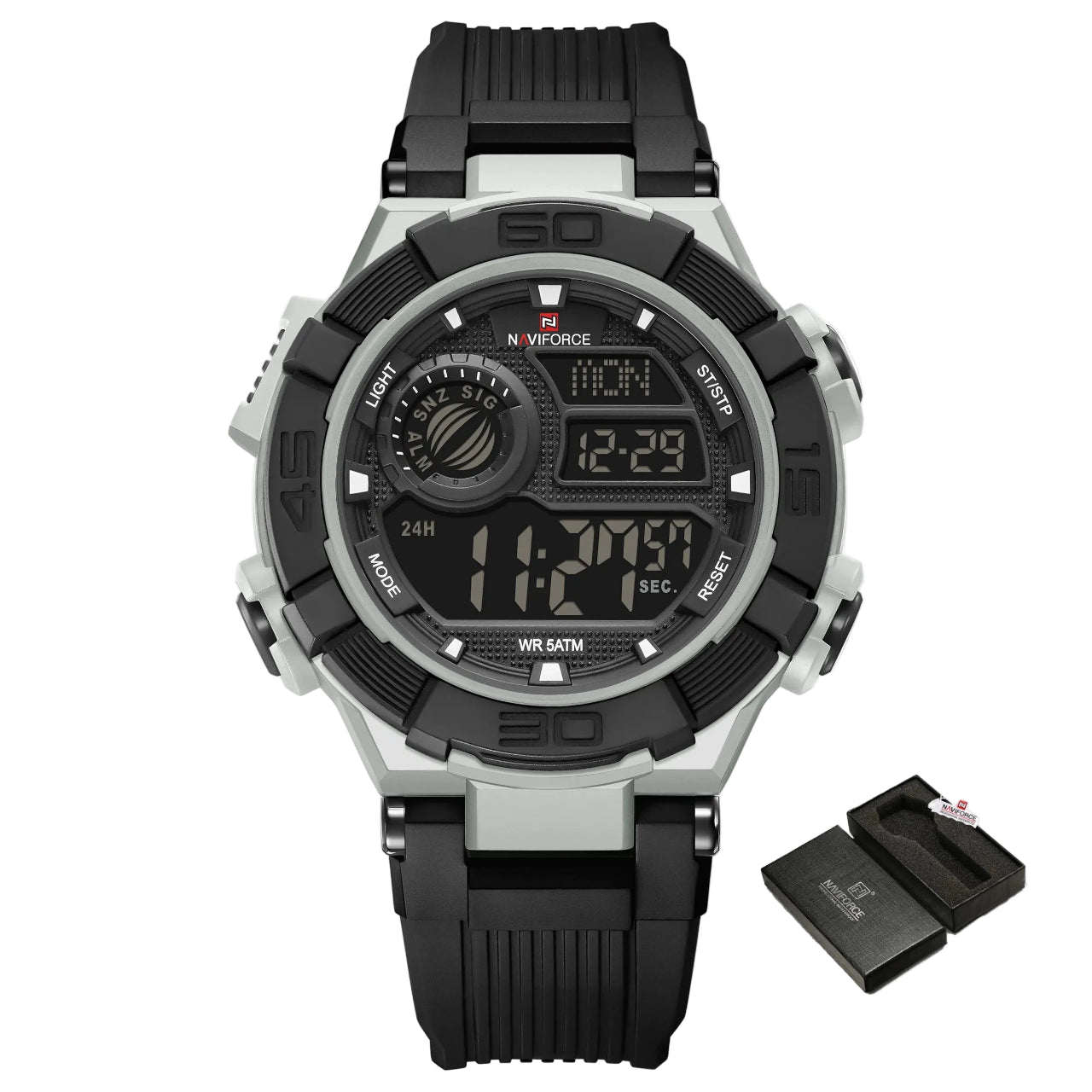 Relógio Masculino NAVIFORCE NF7105 Cronógrafo Quartz Silicone 42 mm