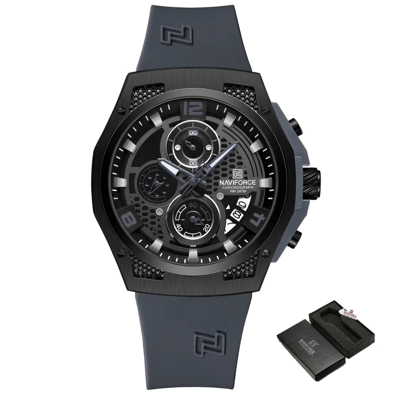 Relógio Masculino Naviforce NF8049 Quartzo Cronógrafo Aço Inoxidável