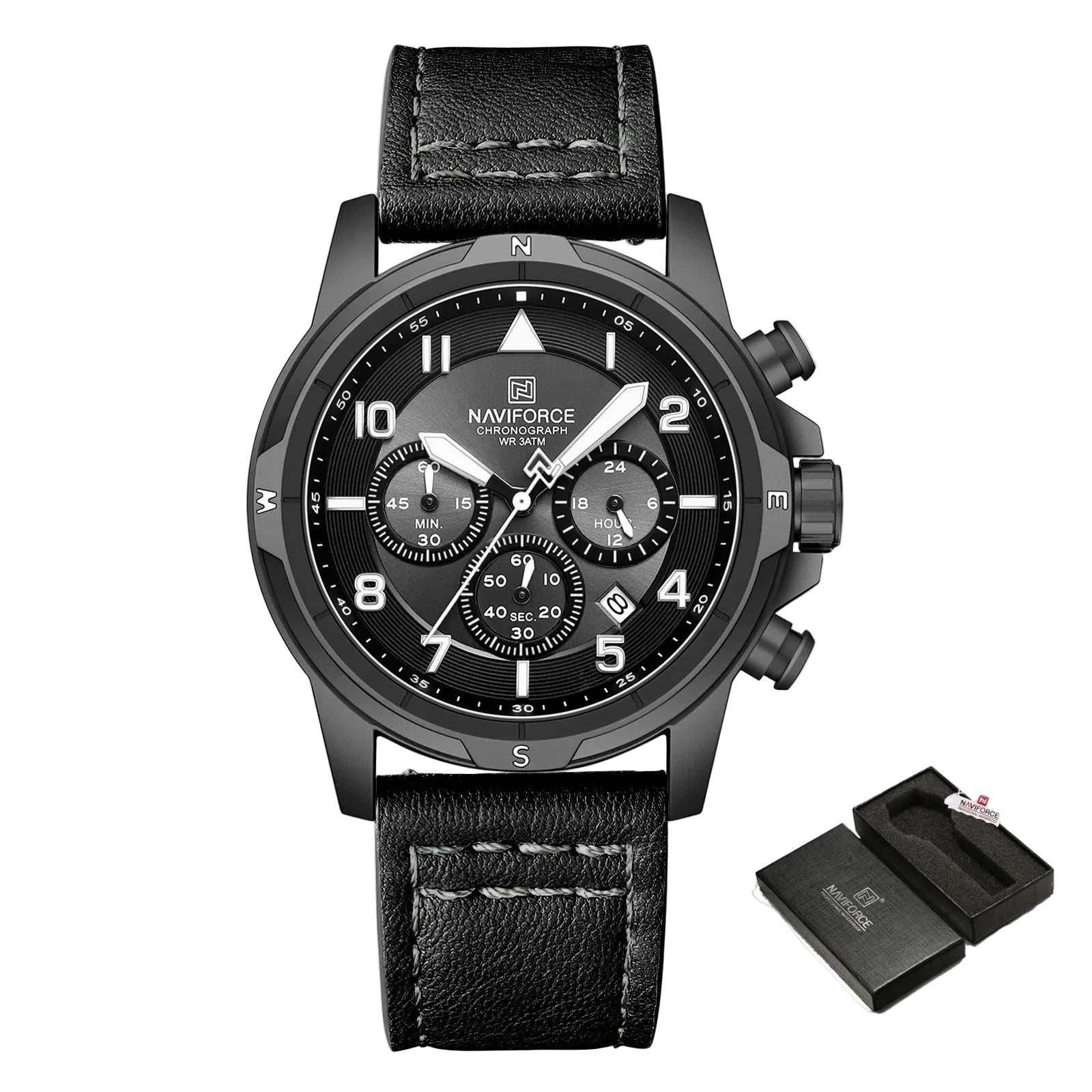 Relógio Masculino Naviforce NF8077 Quartzo Couro Legítimo Vintage