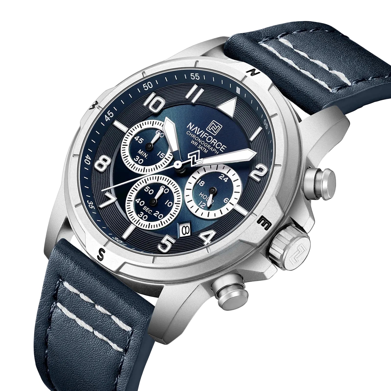 Relógio Masculino Naviforce NF8077 Quartzo Couro Legítimo Vintage