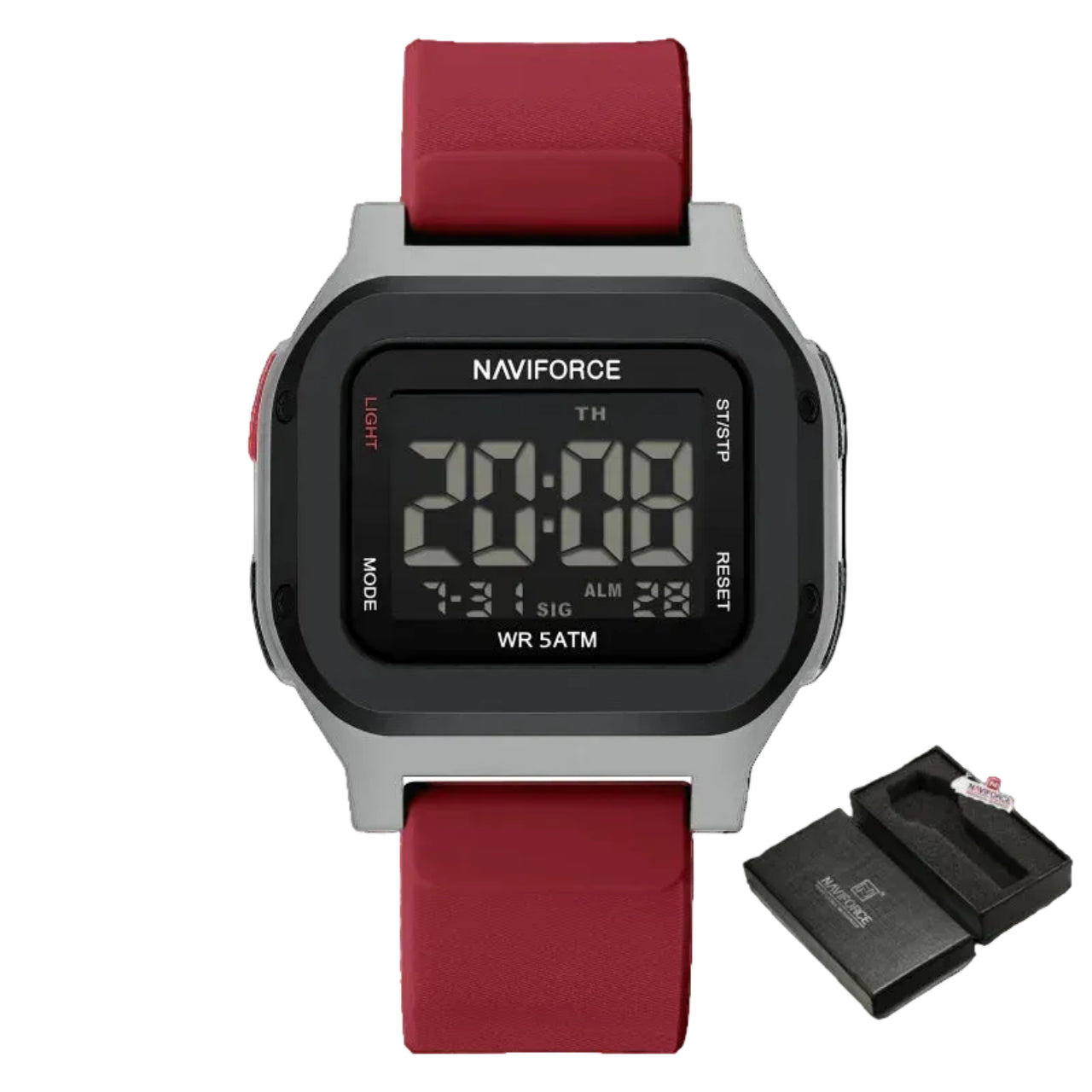 Relógio Masculino Naviforce NF7137 Dual Display Retangular Esportivo
