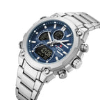 Relógio Masculino Naviforce NF9278 Dual Display Aço Inoxidável Luxo