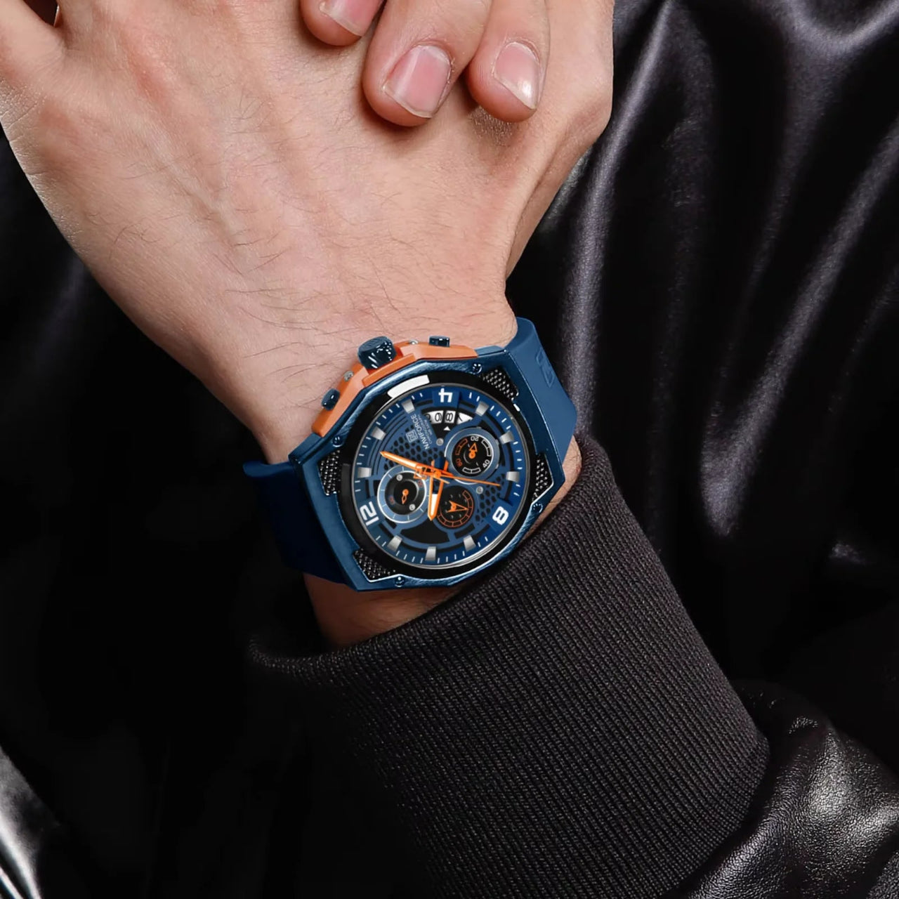 Relógio Masculino Naviforce NF8049 Quartzo Cronógrafo Aço Inoxidável