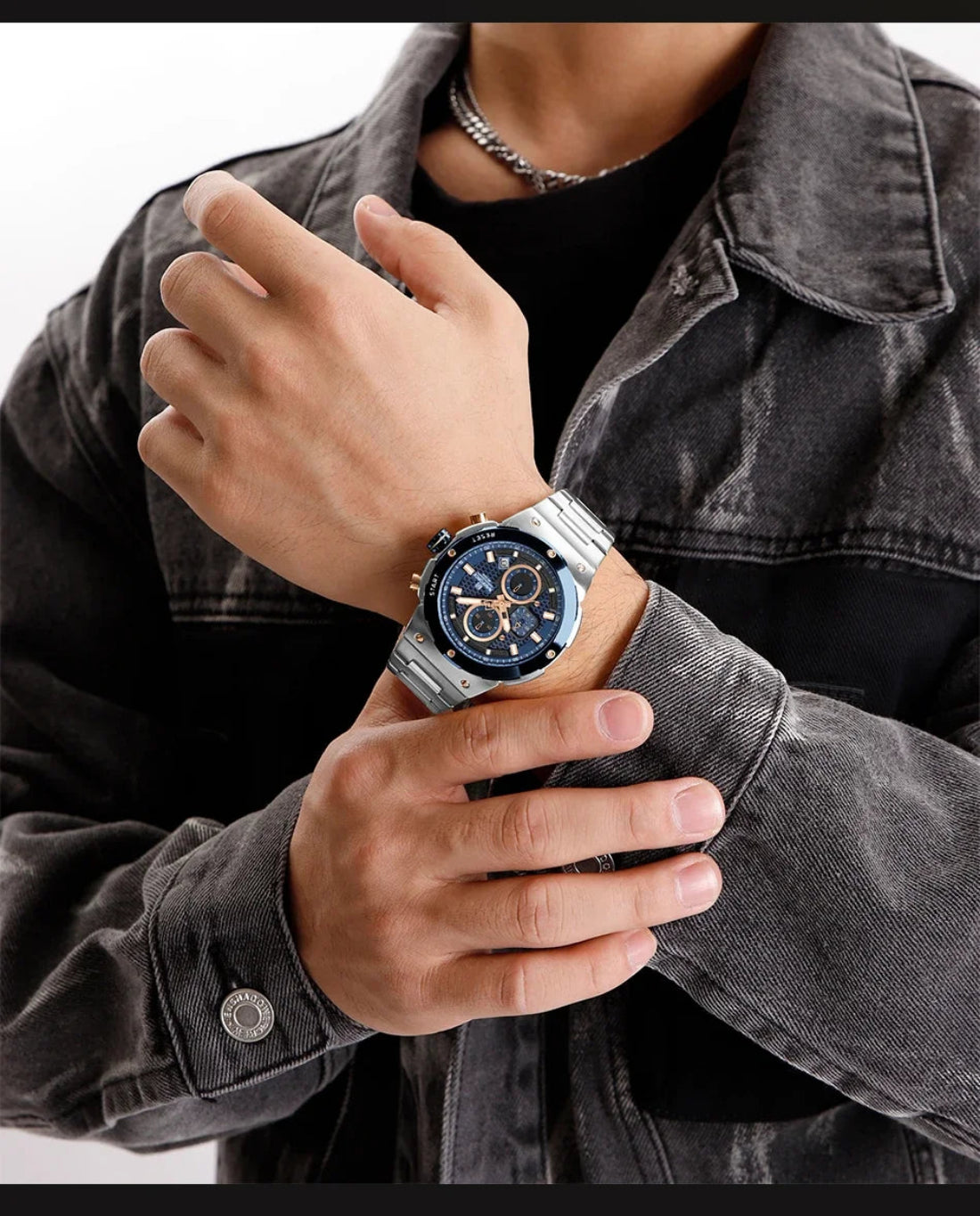 Relógio Masculino NAVIFORCE NF8072 Cronógrafo Quartz Aço 43 mm