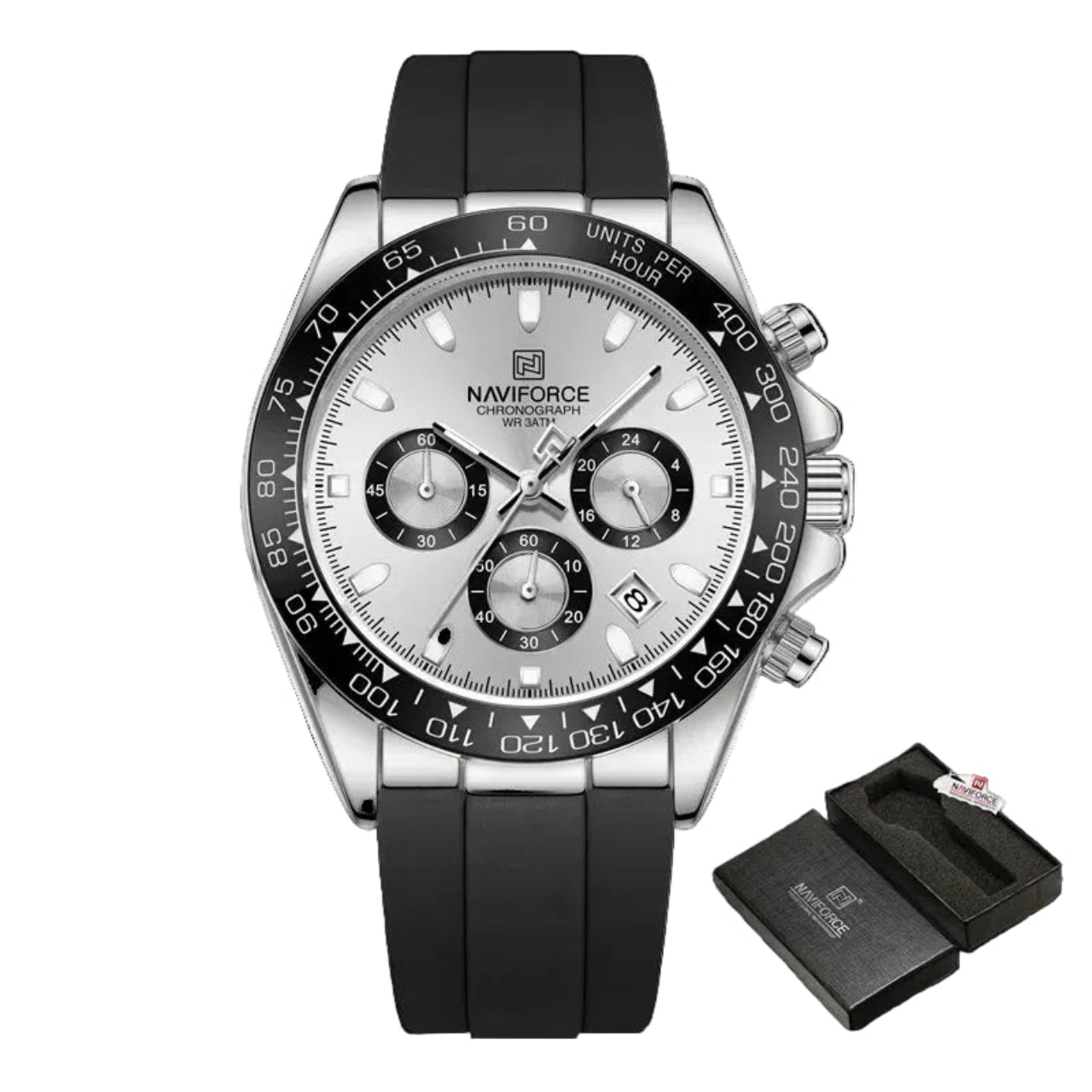 Relógio Masculino Naviforce NF8054 Quartzo Cronógrafo Silicone Luxo
