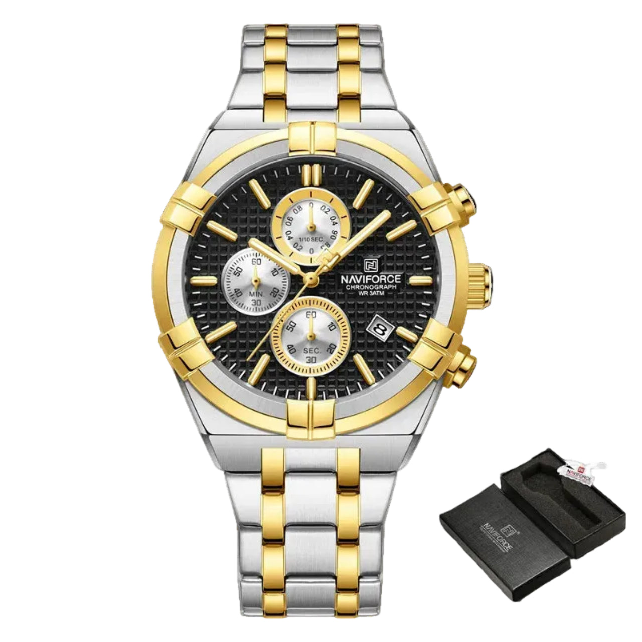 Relógio Masculino Naviforce NF8042 Quartzo Aço Inoxidável Luxo