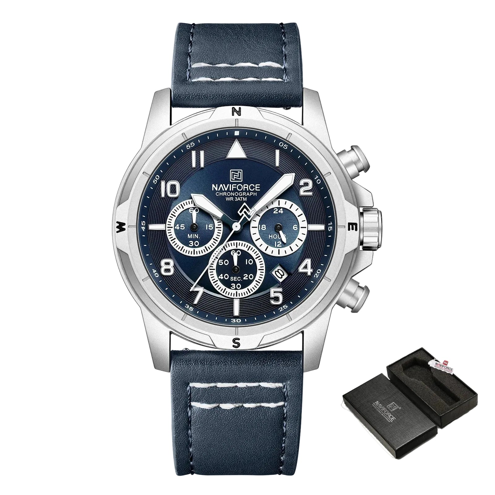 Relógio Masculino Naviforce NF8077 Quartzo Couro Legítimo Vintage