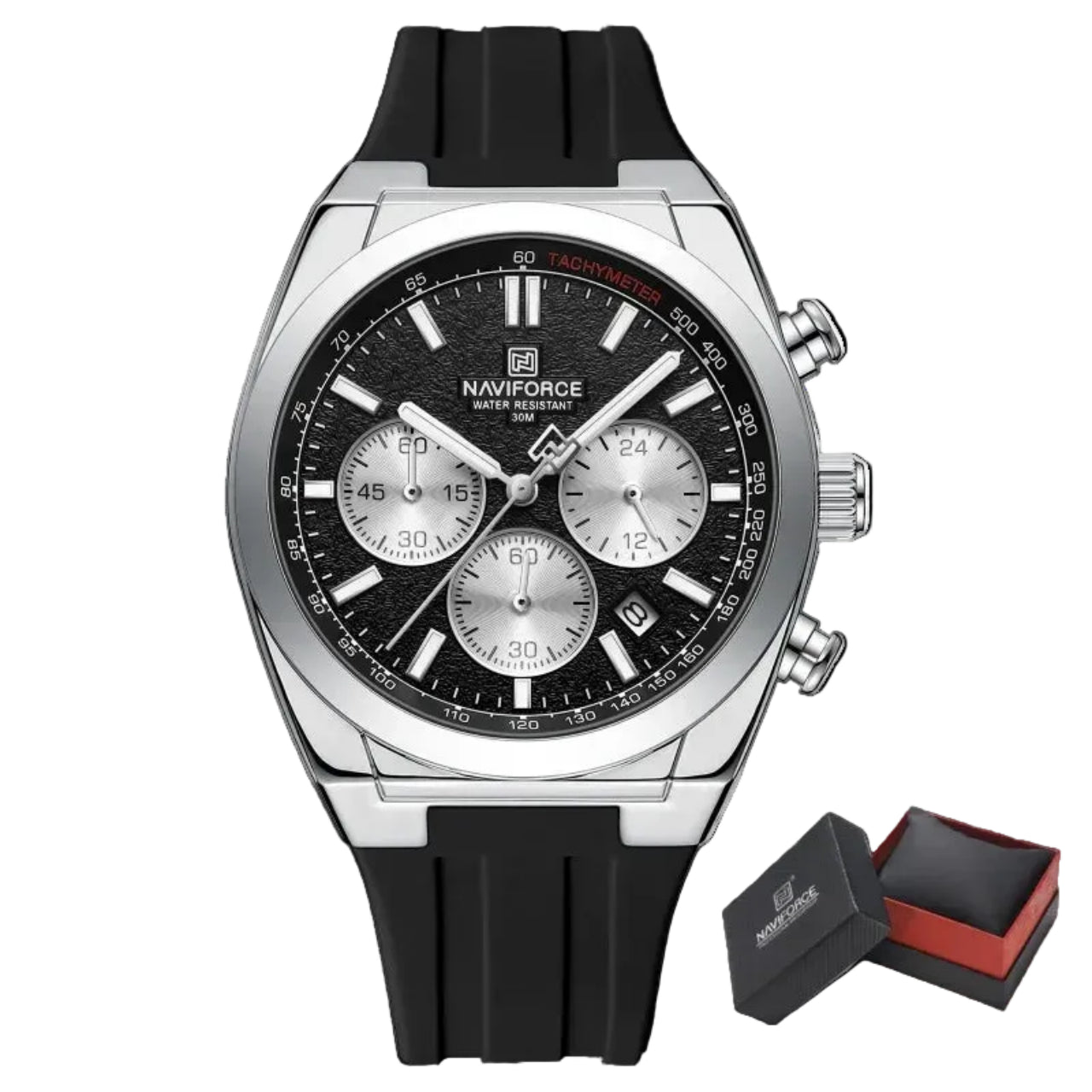 Relógio Masculino Naviforce NF8080 Quartzo Cronógrafo Silicone Esportivo