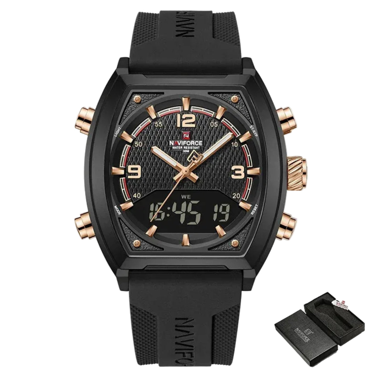 Relógio Masculino NAVIFORCE NF9242 Dual Display Quartz 43 mm Silicone