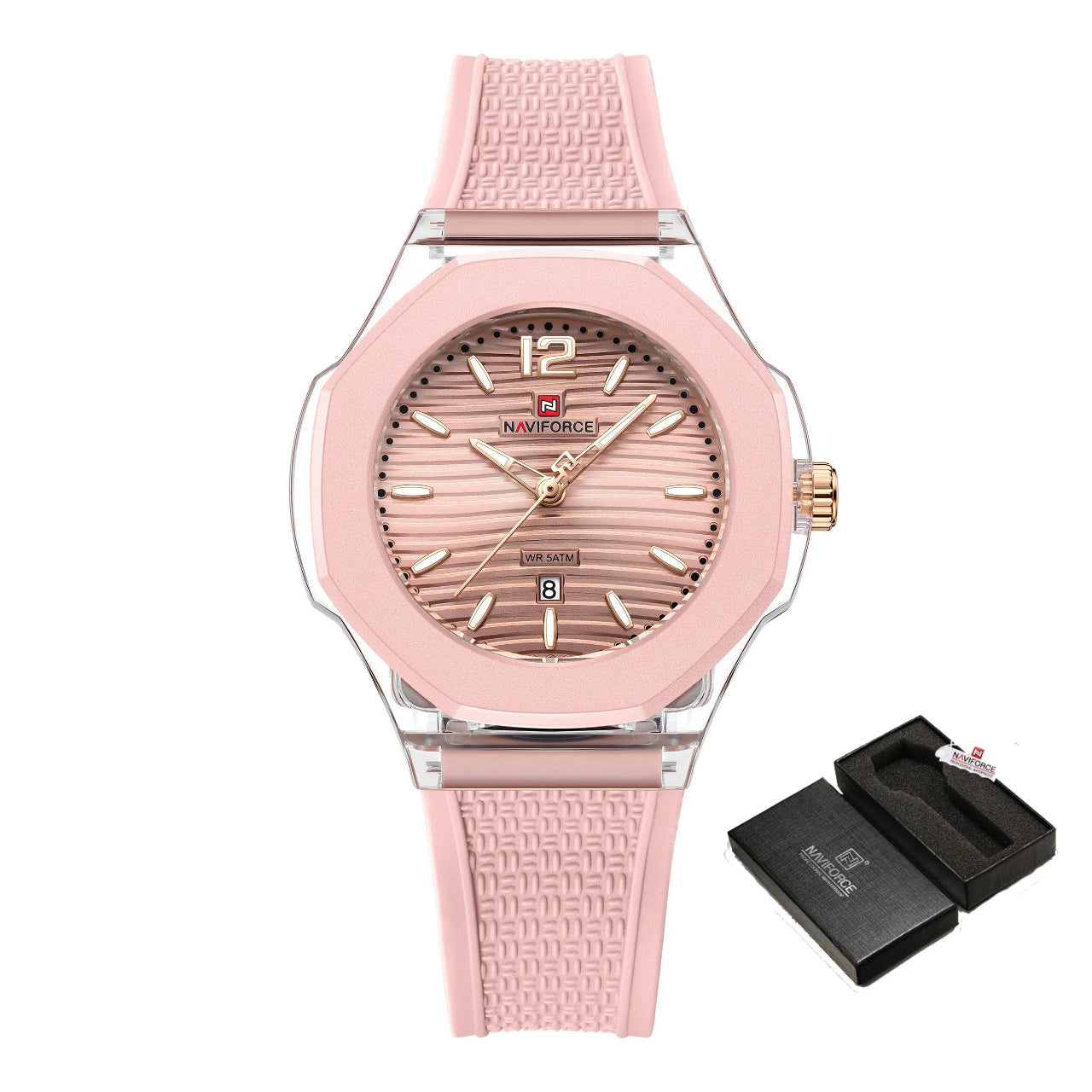 Relógio Feminino NAVIFORCE Quartzo Design Sleek com Pulseira de Silicone  Resiste 50m